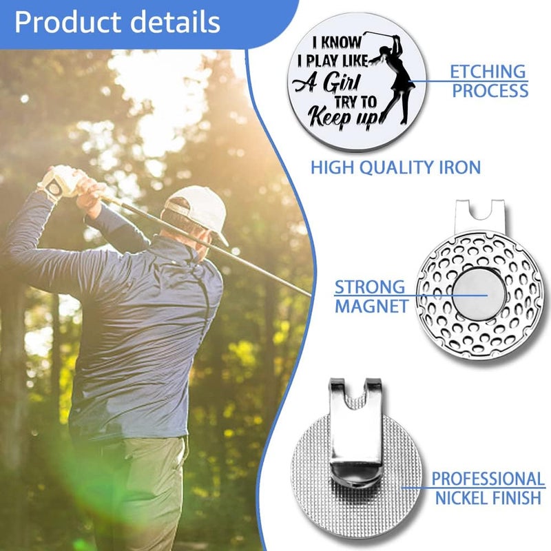 GEYGIE Strong Woman Golfer Ball Marker with Magnetic Hat Clip, Funny Golf Accessories Gifts for Proud Women, Novelty Birthday Gifts for Women Golfer Fan - Image 3